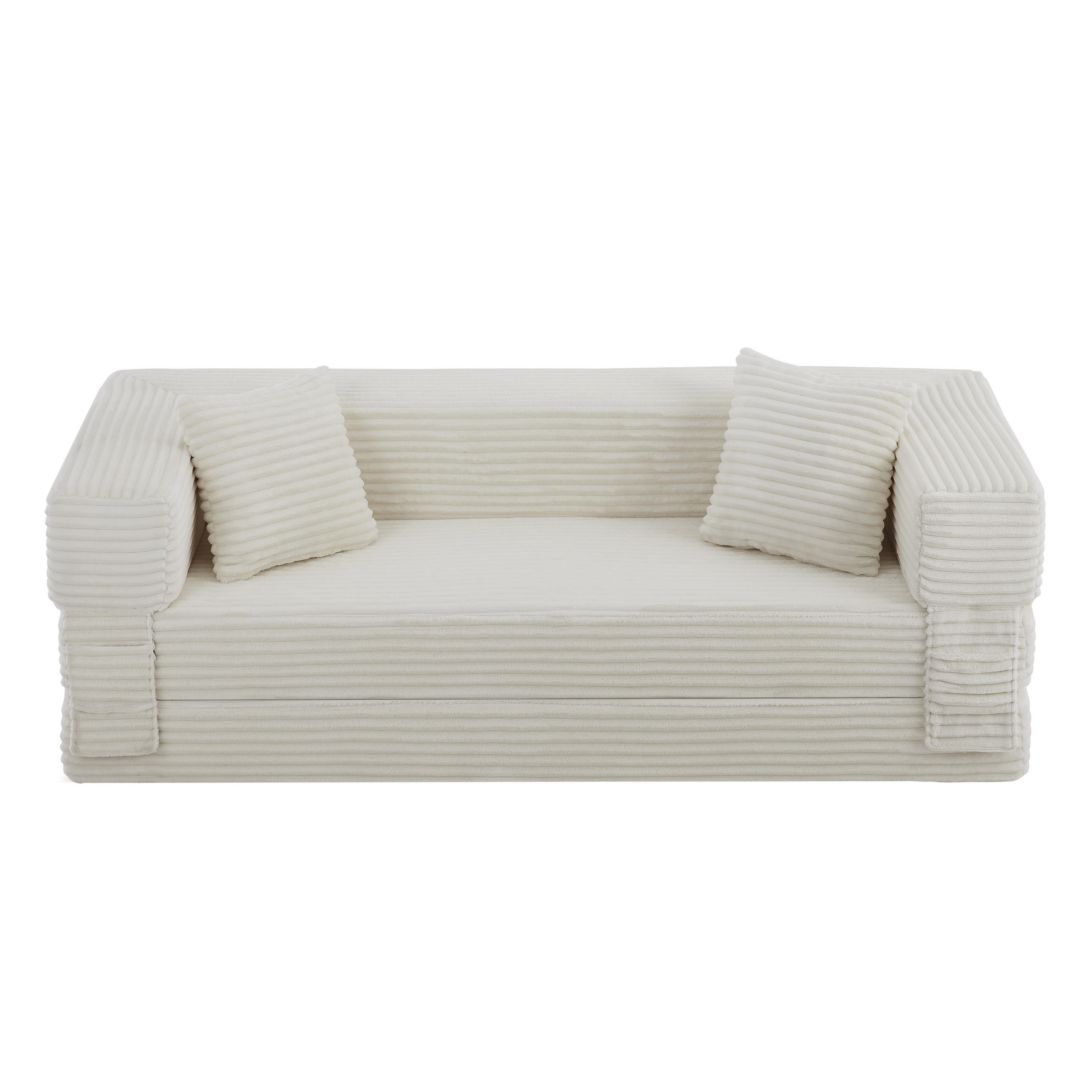 SCHLAFSOFA 2-Sitzer Sofa mit Schlaffunktion,Cord,Beige - Beige, Textil (200/60/76cm) - LVHOM