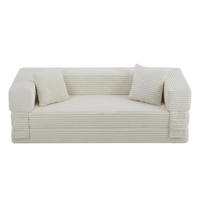 SCHLAFSOFA 2-Sitzer Sofa mit Schlaffunktion,Cord,Beige - Beige, Textil (200/60/76cm) - LVHOM