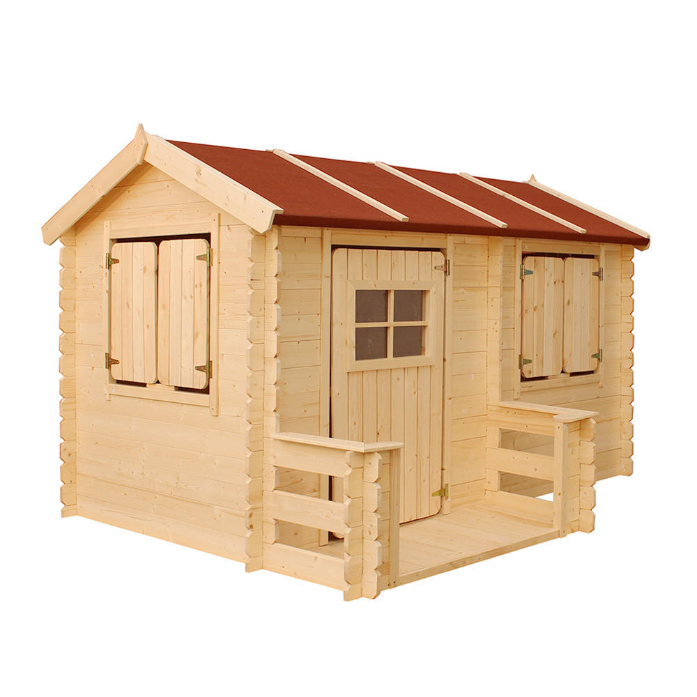 KINDERSPIELHAUS aus Holz - B178xL241xH151 cm/2,63m2 - M503 - Beige, Holz (241/151/146cm) - Timbela