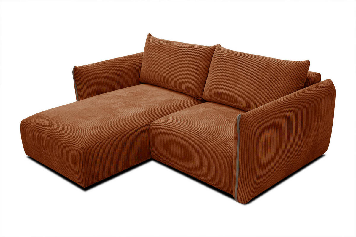 ECKSOFA TAUER 3-Sitzer, orange - Schwarz/Orange, Holzwerkstoff/Kunststoff (173/206cm) - Courtois Laville