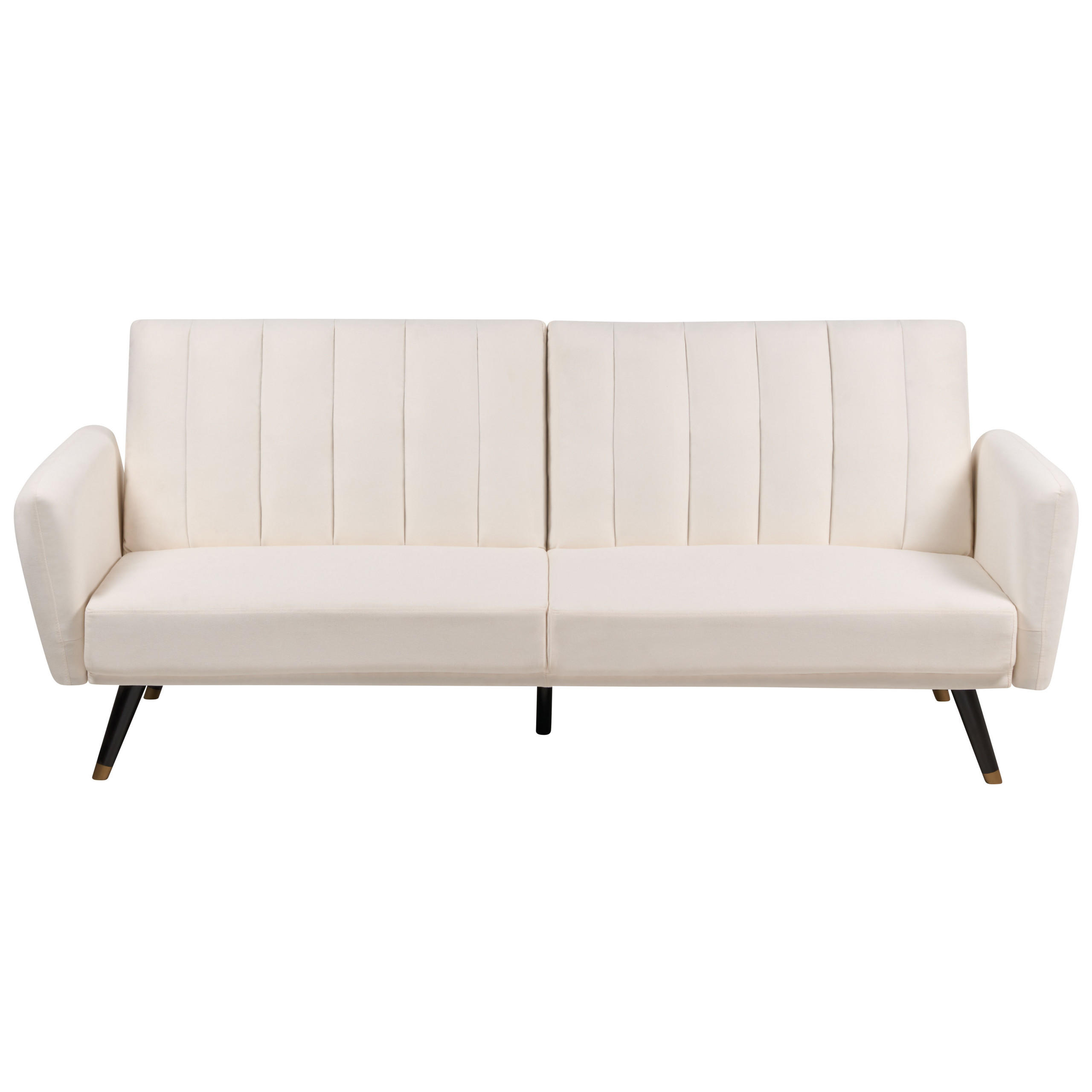 3-SITZER-SCHLAFSOFA Samtstoff hellbeige Vimmerby - Creme, Textil (212/90/80cm) - Beliani