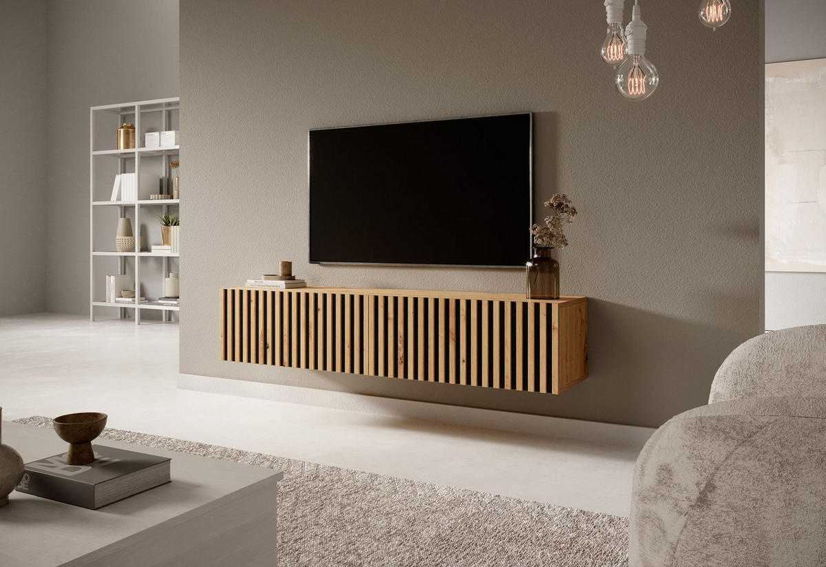 TV-HÄNGEBOARD Telire Eiche / Schwarz 138,6 cm - Schwarz/Eiche Artisan, Holzwerkstoff (138.6/30/31.6cm) - Selsey