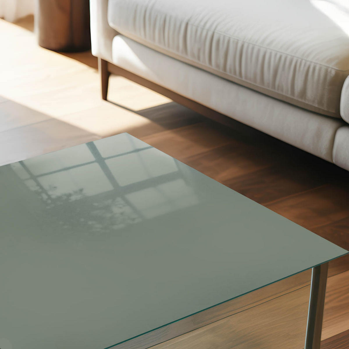 TISCHPLATTE 50x50 cm – Dunkelgrün - Grau, Glas (50/50/0.4cm) - Wallfluent