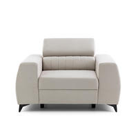 SESSEL PIERO mit verstellbare Kopfstütze Velours Creme - Creme/Schwarz, Holz/Textil (130/90/100cm) - Muffo