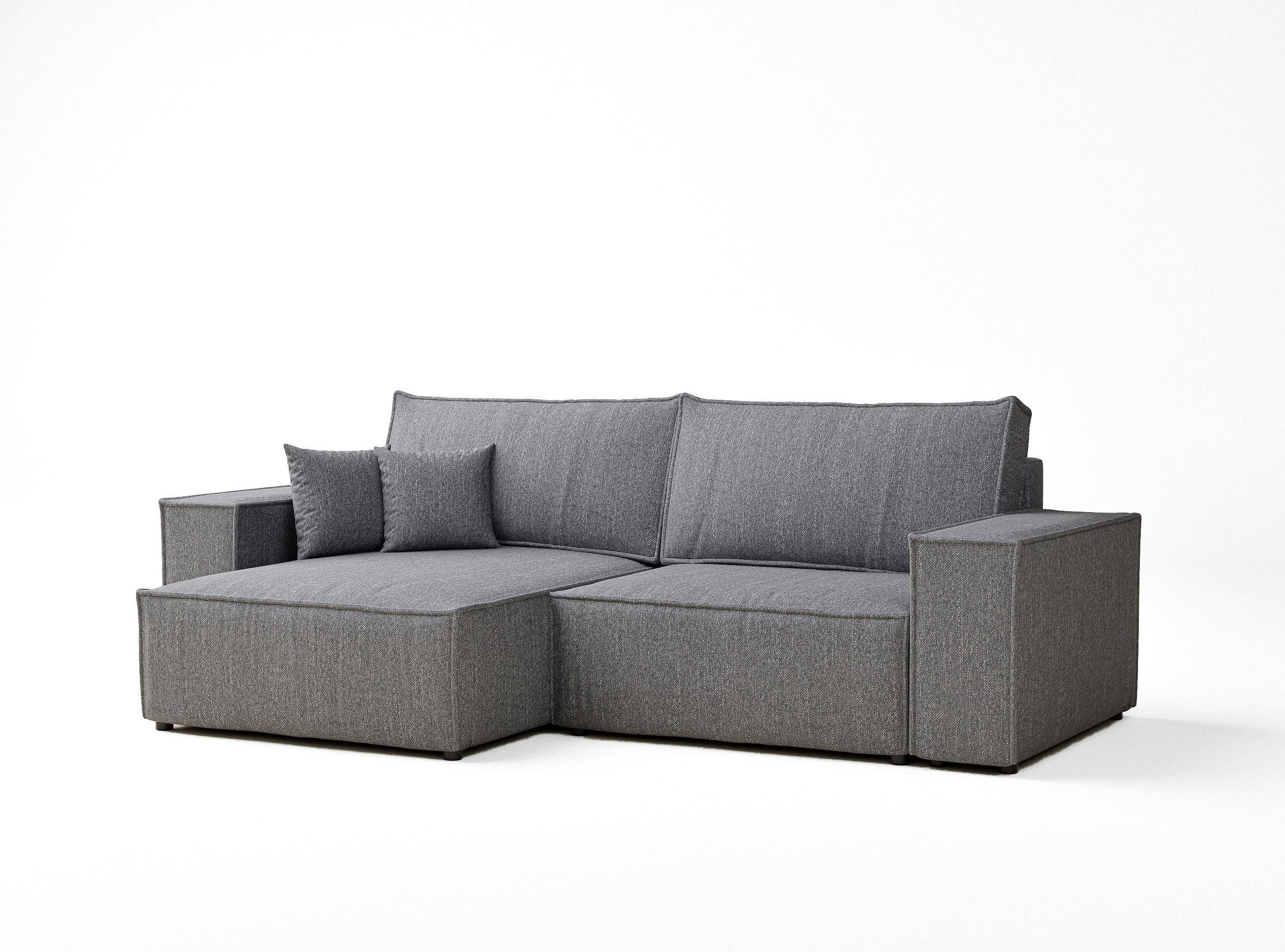 ECKSOFA MIT SCHLAFFUNKTION Zaya Grau Webstoff - Schwarz/Grau, Holz/Holzwerkstoff (255/148cm) - Maison de Reve