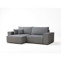 ECKSOFA MIT SCHLAFFUNKTION Zaya Grau Webstoff - Schwarz/Grau, Holz/Holzwerkstoff (255/148cm) - Maison de Reve