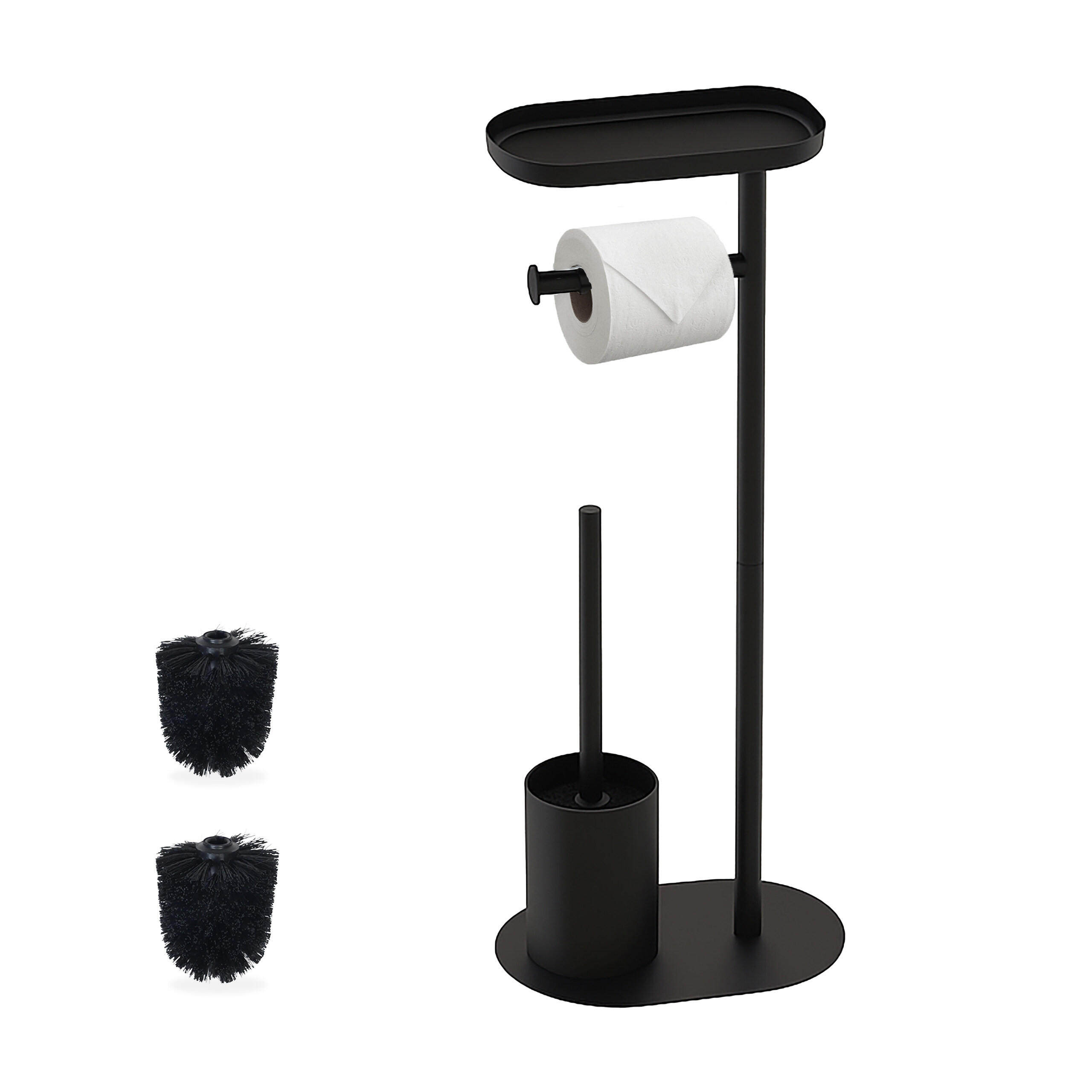 WC-GARNITUR - Schwarz, Kunststoff/Metall (23/65/17cm) - Relaxdays