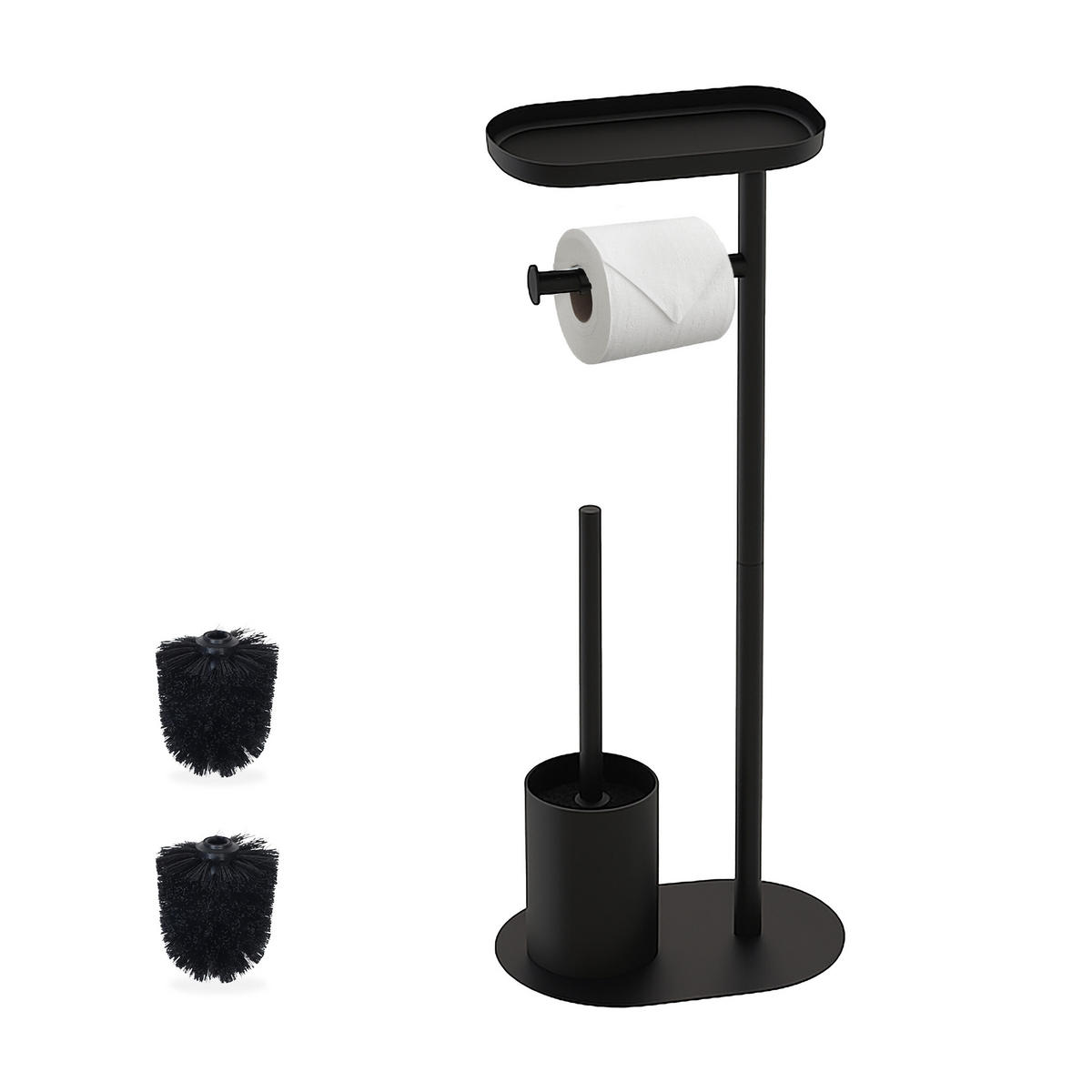 WC-SET - crna, metal/plastika (23/65/17cm) - Relaxdays