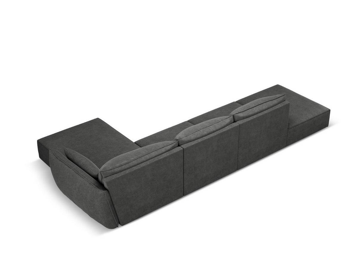 ECKSOFA rechts Kaelle aus Chenille-Stoff dunkelgrau 5 Sitzplätze - Dunkelgrau, Textil (171/364cm) - Micadoni