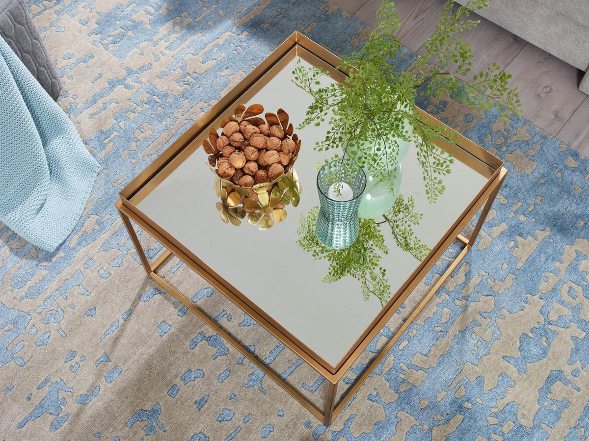 COUCHTISCH Quadratisch, Verspiegeltes Glas, Goldenes Metallgestell, Modernes Design - Goldfarben, Glas/Metall (60/60/41cm) - KADIMA DESIGN