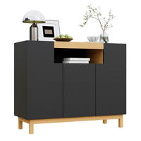 SIDEBOARD aus Spanplatte 120,5x42x96 cm Schwarz mit 3 Türen und offenem Mittelfach - Schwarz, Holzwerkstoff (120.5/96/42cm) - IVMEU
