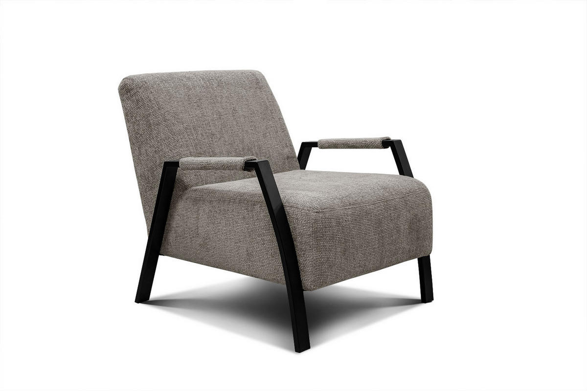 SESSEL KOBE, taupe - Taupe/Schwarz, Holz/Textil (72/76/90cm) - Courtois Laville