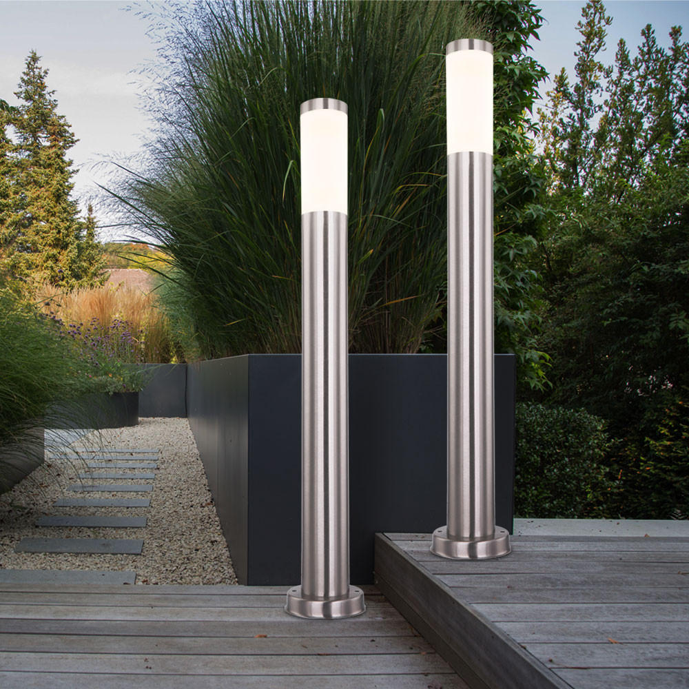 LED STEHLEUCHTE Edelstahl Silber 2er Set - Silberfarben, Metall (11/80/80cm) - Globo Lighting