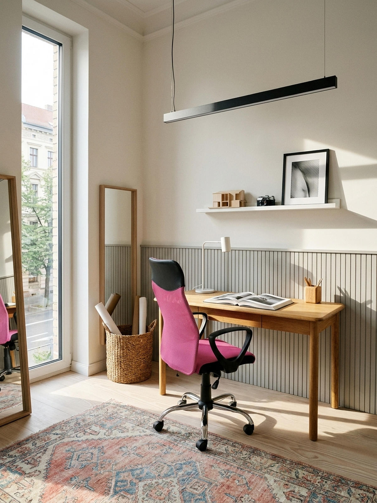 JUGENDDREHSTUHL Nylon Ergonomisch Höhenverstellbar DAVOS, Rosa 60x60x101 cm - Silberfarben/Schwarz, Textil/Metall (60/101/60cm) - KADIMA DESIGN