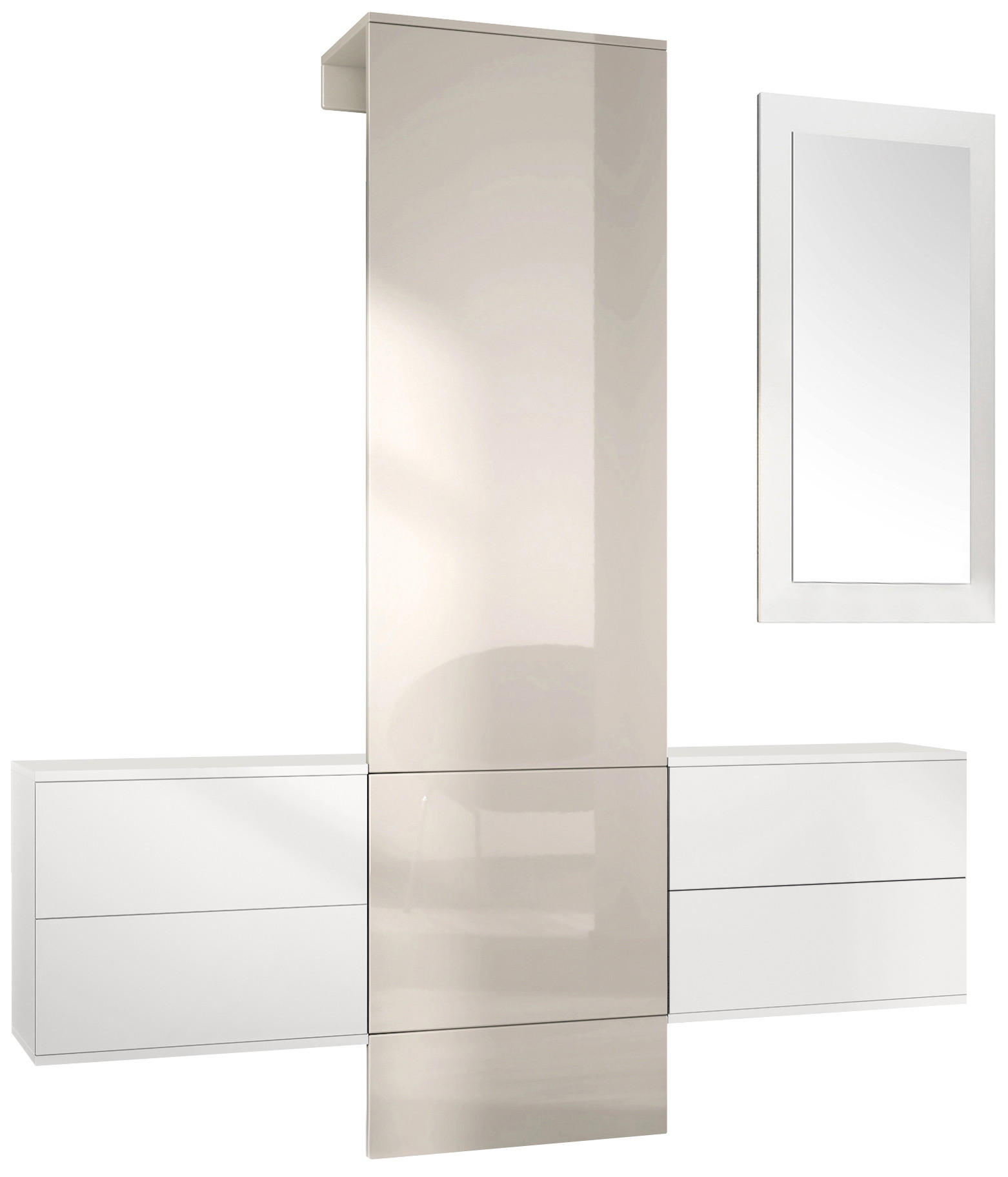 GARDEROBE Carlton Paneel in Sandgrau Hochglanz - Sandfarben, Holzwerkstoff (157/193/35cm) - Vladon