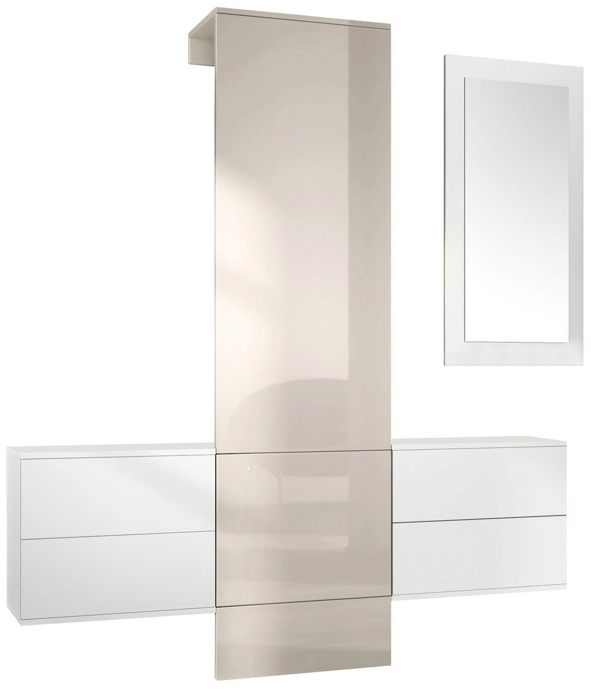GARDEROBE Carlton Paneel in Sandgrau Hochglanz - Sandfarben, Holzwerkstoff (157/193/35cm) - Vladon