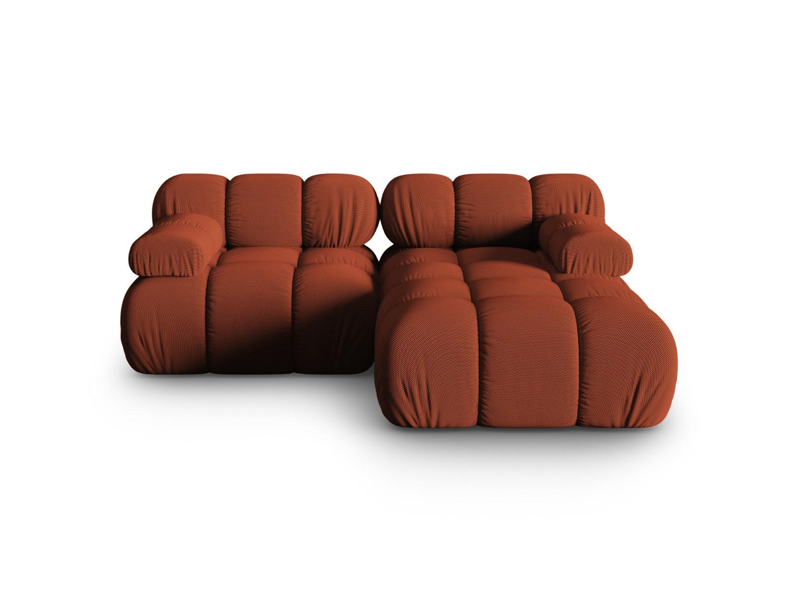 ECKSOFA modular rechts Bellis aus 3D-Stoff ziegelstein 3 Sitzplätze - Orange, Textil (155/188cm) - Micadoni