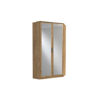 KLEIDERSCHRANK Click in Plankeneiche Beton Lichtgrau - Eckkleiderschrank mit Spiegel - Braun, Holzwerkstoff (95/198/95cm)