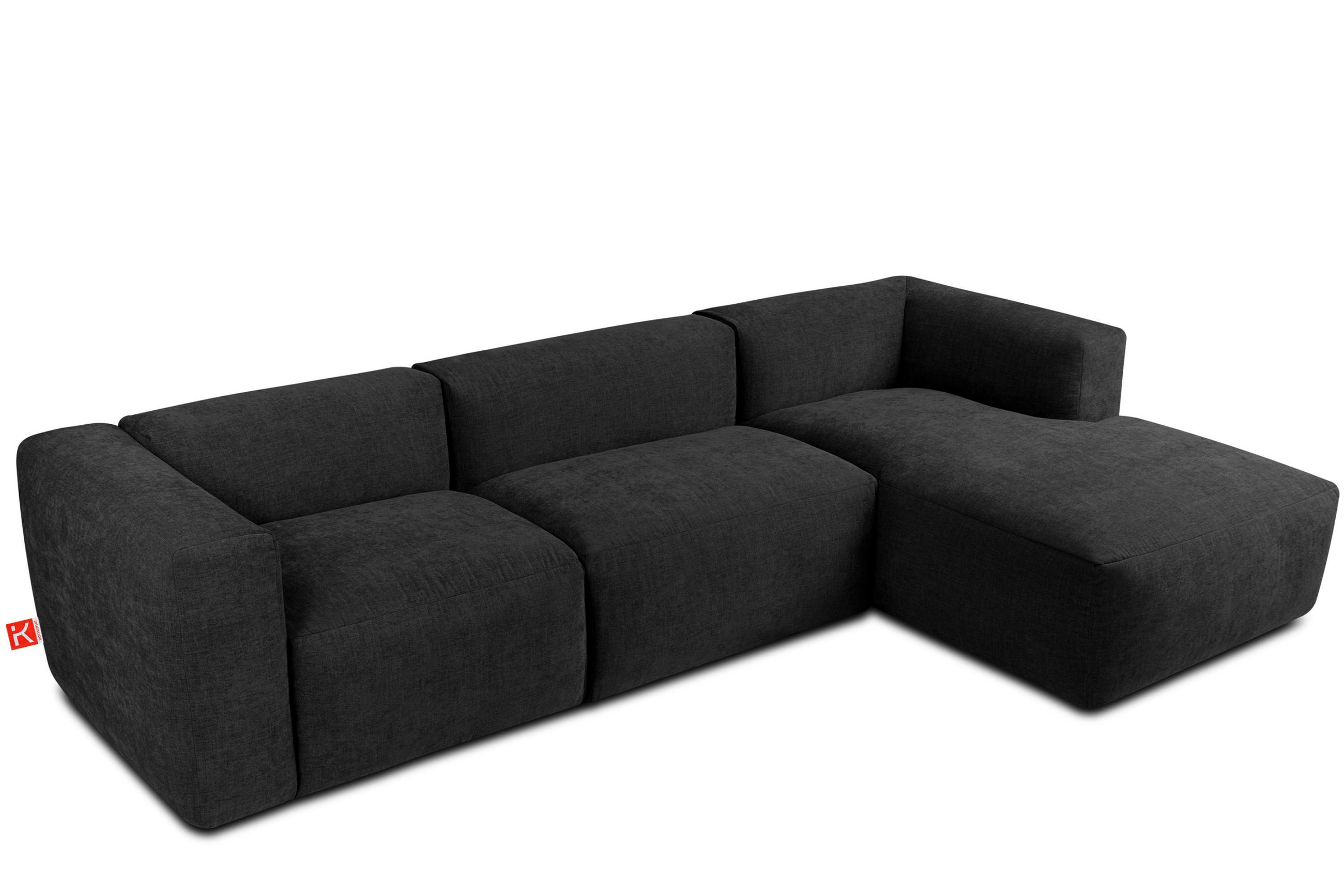 ECKMODULSOFA-RECHTS BUFFO mit extrem weicher und bequemer Sitzfläche, Gewebestoff, graphit - Graphitfarben, Textil (297/180cm) - KONSIMO®