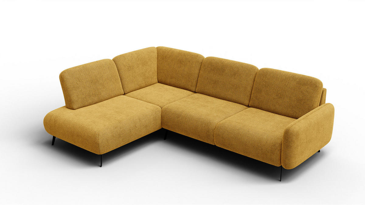 ECKSOFA FEBE 5-Sitzer links, dunkelgelb - Gelb/Schwarz, Holz/Textil (271/190cm) - Courtois Laville