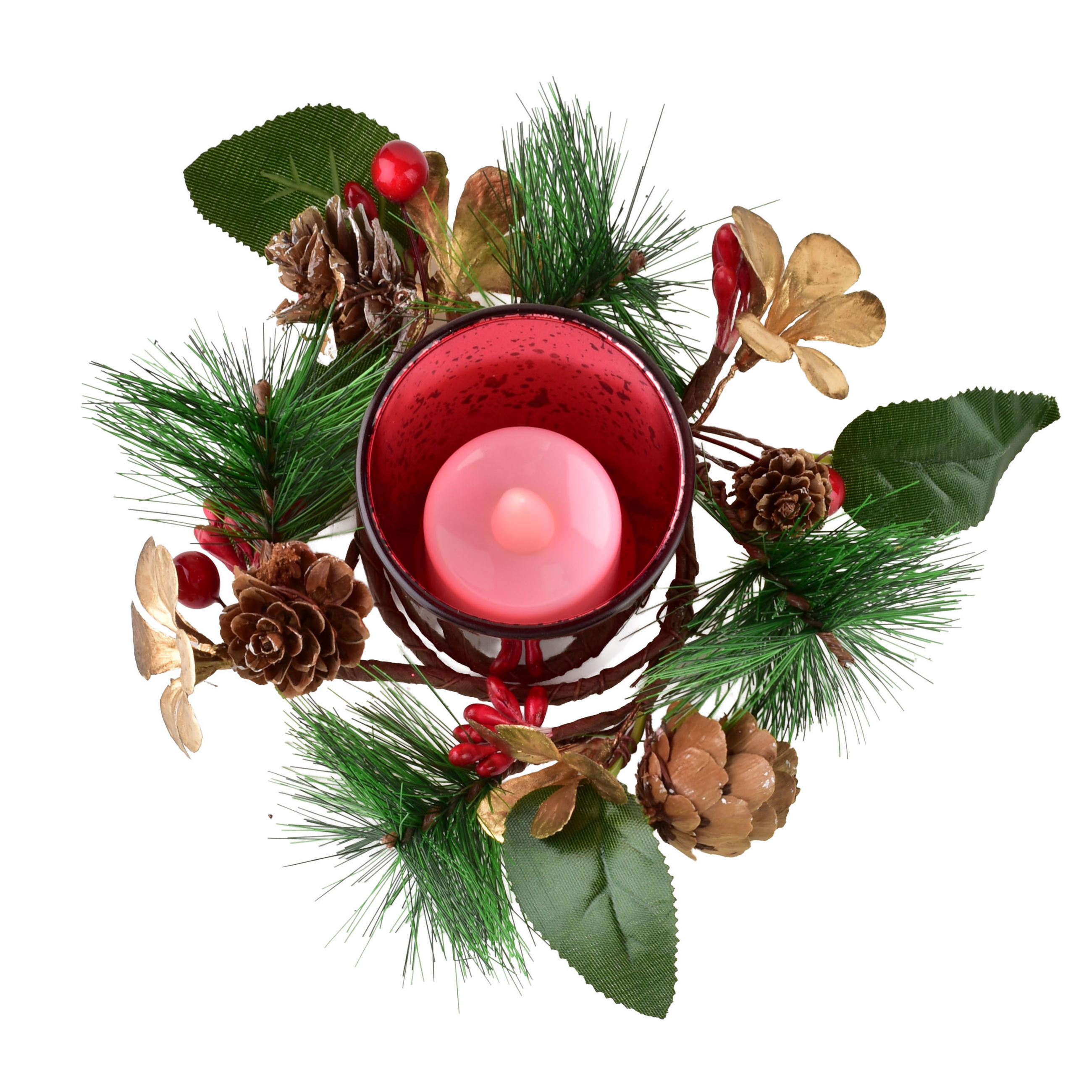 KERZENHALTER Santa Lila Rot 5,5x5,5x6,7 cm Glas - Rot, Glas (5.5/6.7/5.5cm) - Mondex