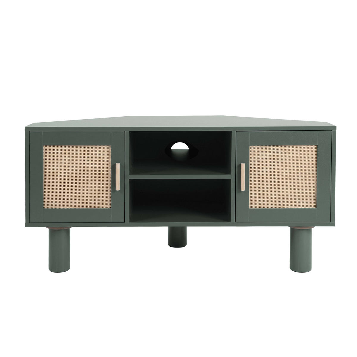 TV-STÄNDER, Dunkelgrün - Grün, Holz (120/55/54cm) - Oviala