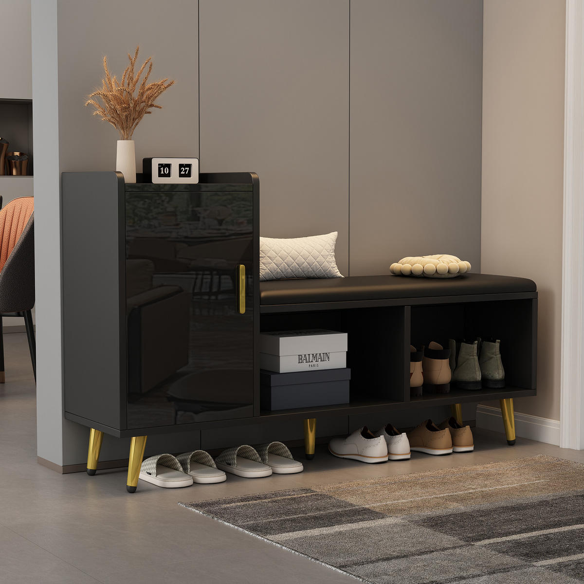 SCHUHSCHRANK Schwarz 120/35/71.5 CM - Schwarz, Holzwerkstoff (35/71.5/120cm) - Urban Meuble
