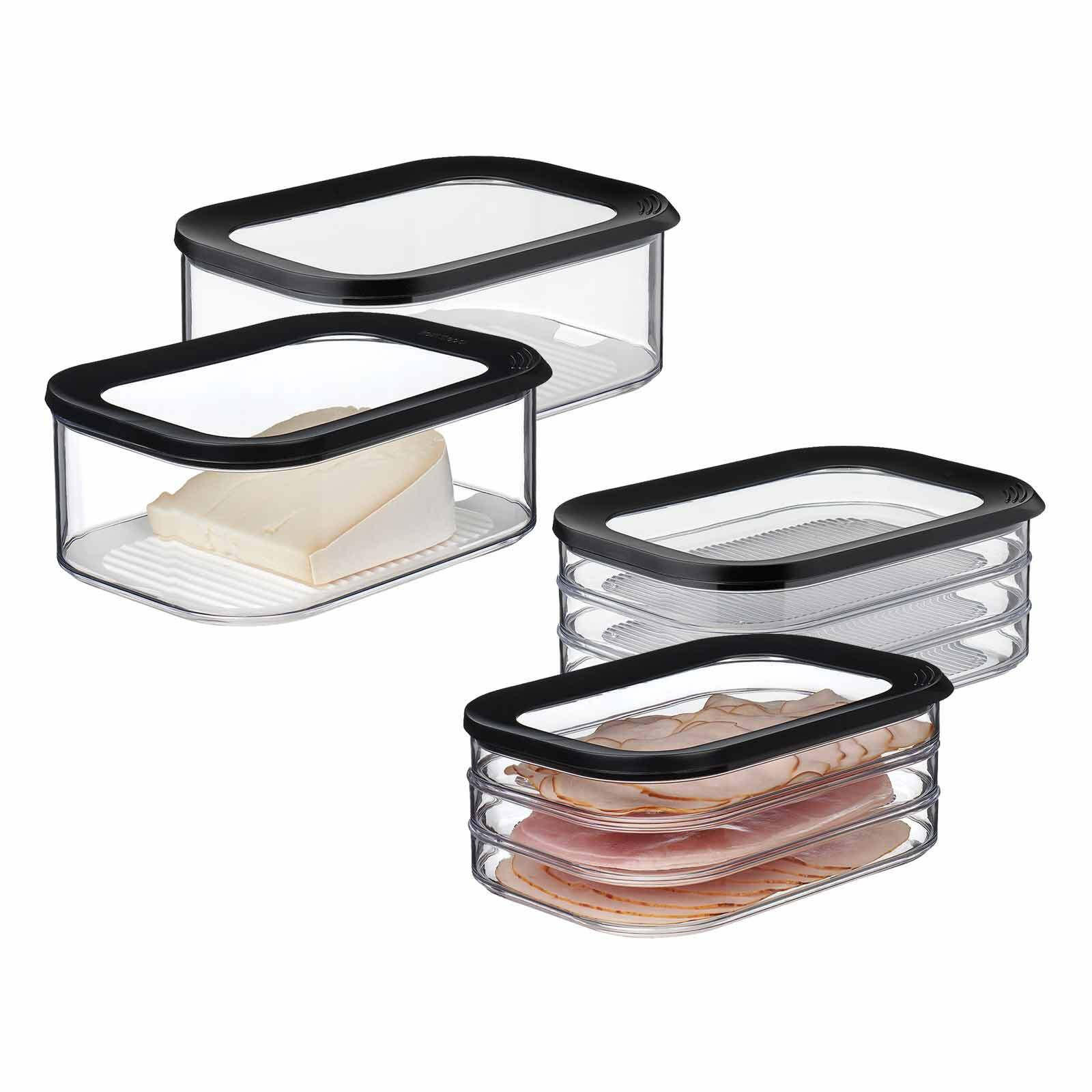 AUFSCHNITTDOSEN Modula schwarz 4er Set - Schwarz, Kunststoff (1/1/1cm) - Mepal