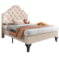 POLSTERBETT 90/200 cm Beige mit höhenverstellbarem Kopfteil und Lattenrost - Beige, Textil (90/200cm) - OKWISH