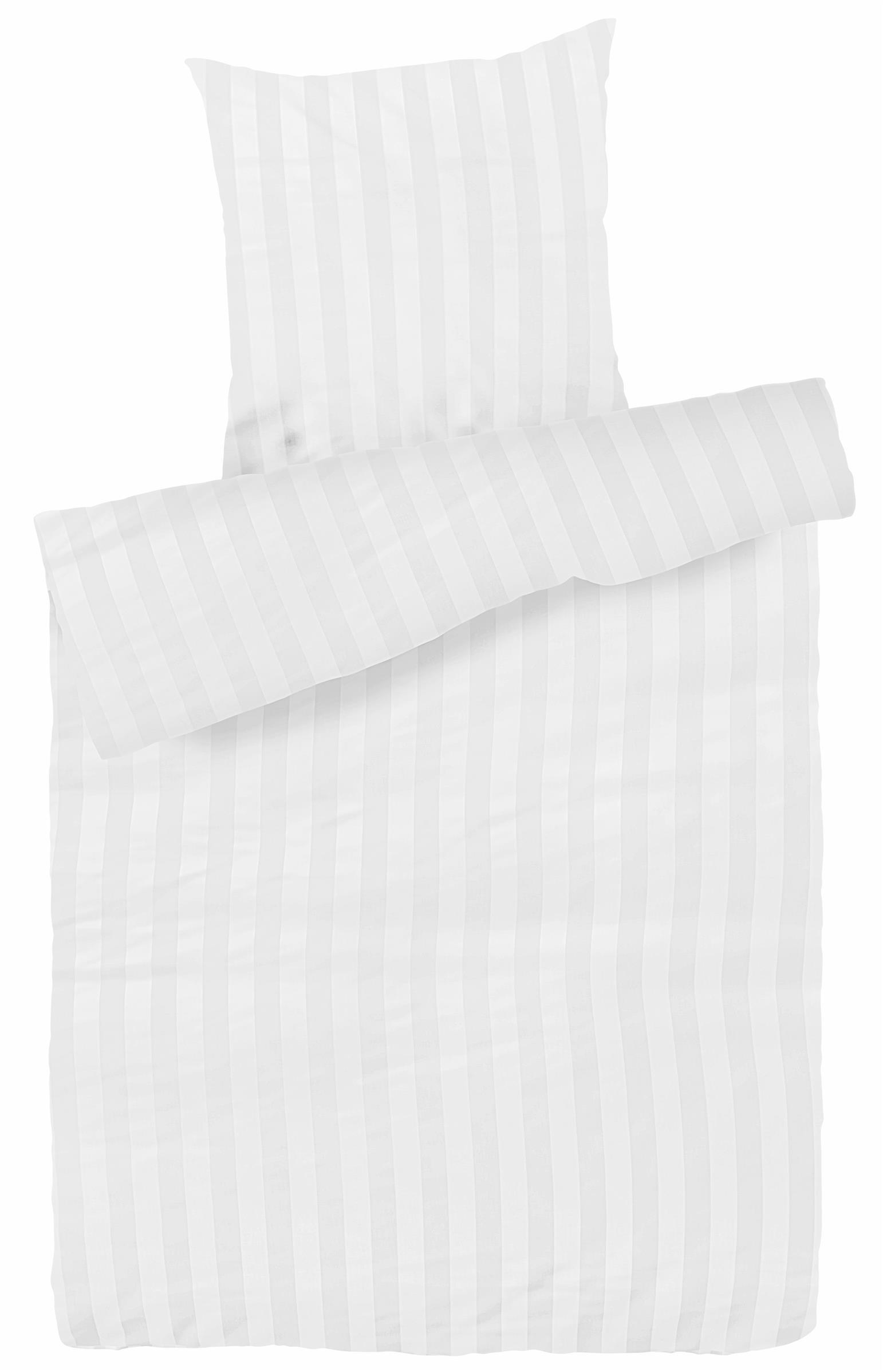 DAMAST-BETTWÄSCHE 135x200 Weiß gestreift Bettbezug aus 100% Baumwolle - Made in Germany - Weiß, Textil (135/200cm) - Carpe Sonno