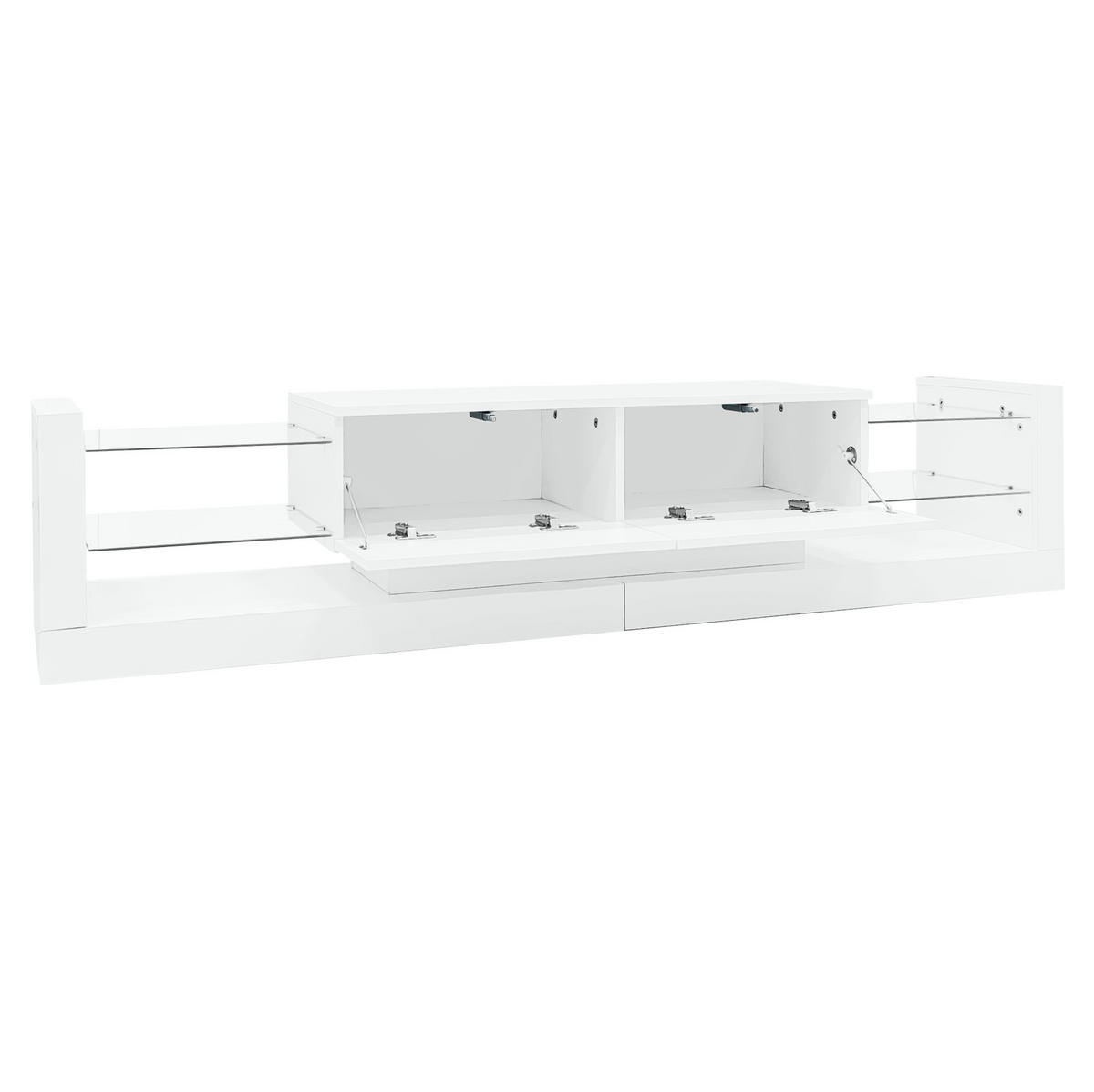 TV-SCHRANK-SET mit Couchtisch in Weiß Hochglanz, erweiterbar 181/38/38 cm + 100/50/40.3 cm - Weiß, Holzwerkstoff (50/181/78.3cm) - Redom