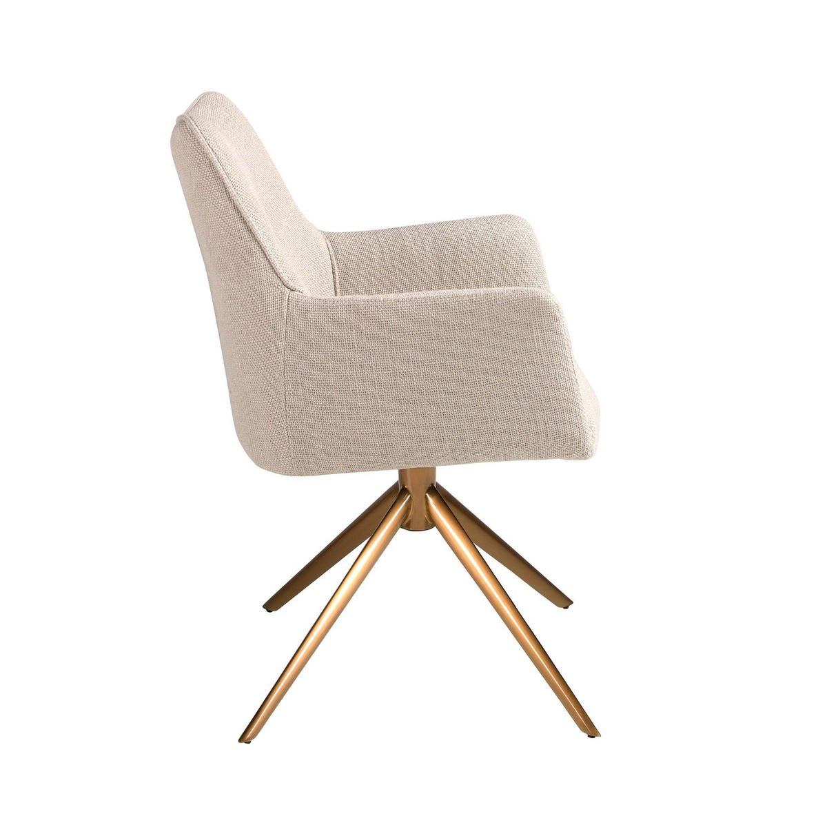 STUHL Drehstuhl aus cremefarbenem Stoff 61/63/85 cm - Ecru/Messingfarben, Textil/Metall (61/85/63cm) - ANGEL CERDA
