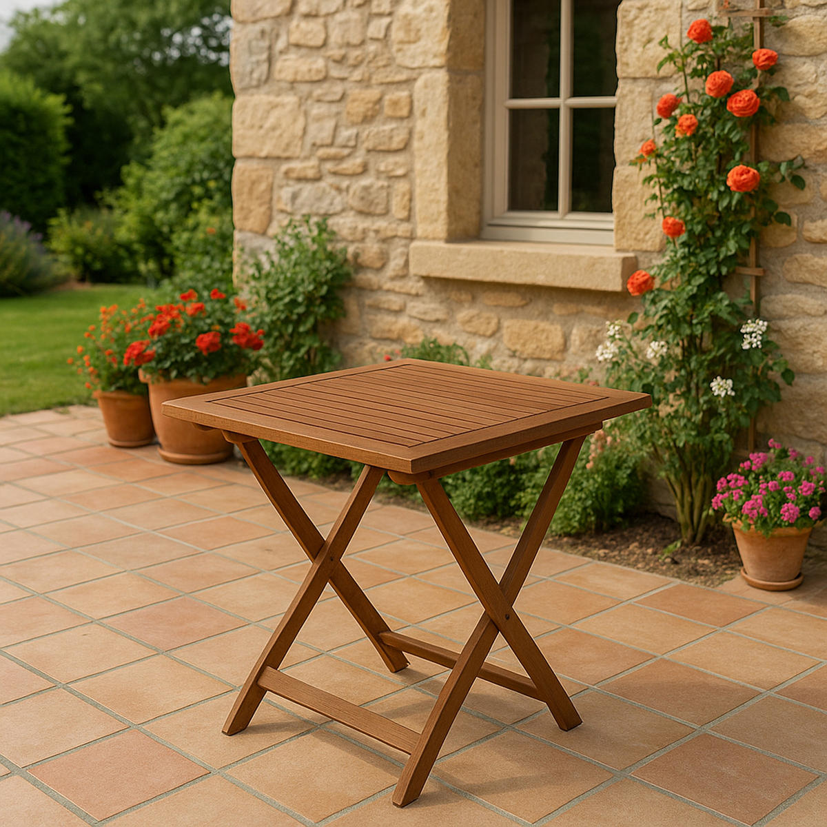 KLAPPTISCH Orlando, 70x70cm, Eukalyptus geölt - Braun, Holz (70/70/72cm) - TPFGarden