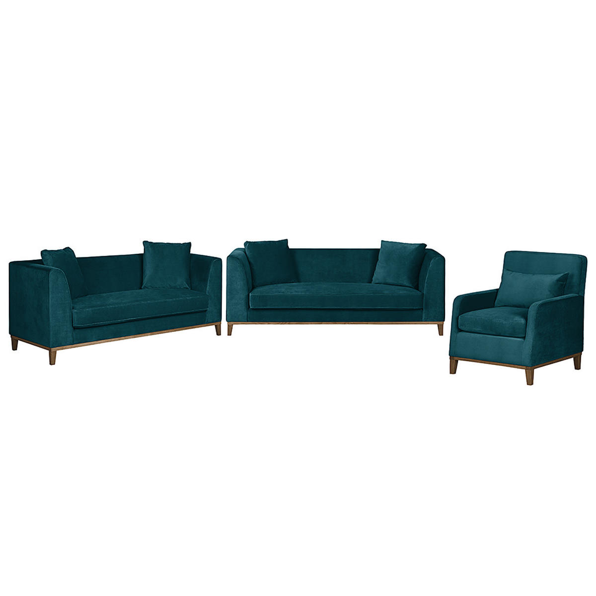 SESSEL - Nussbaumfarben/Petrol, Holz/Textil (70/84/88cm) - home24