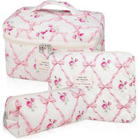 KOSMETIKTASCHEN Set 3-teilig Blumen Muster Gesteppt - Multicolor, Textil (16/16/25cm)