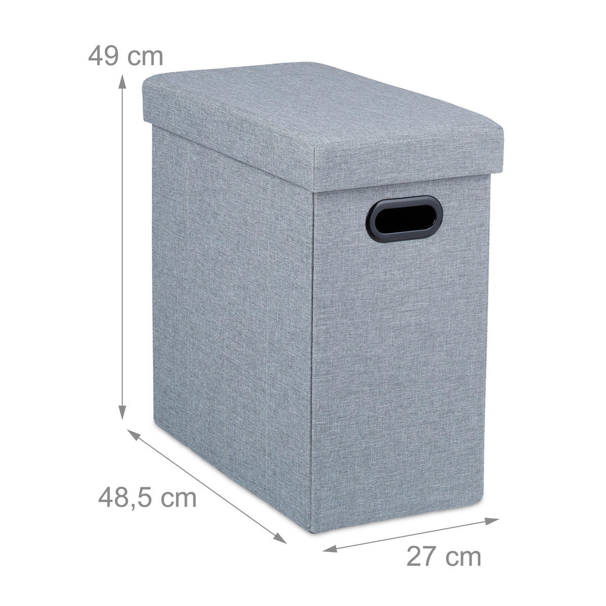 SITZHOCKER - Grau, Holzwerkstoff/Textil (48.5/49/27cm) - Relaxdays