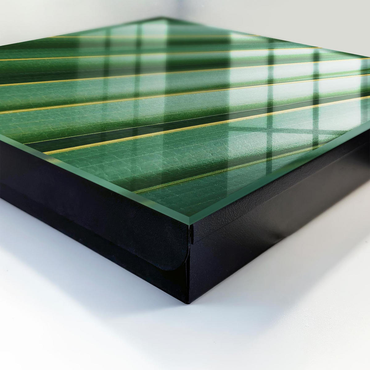 SCHLÜSSELBOX Schwarz 30x30 cm- Türöffnung nach rechts - Blattmuster - Grün, Metall (30/30/5cm) - TULUP