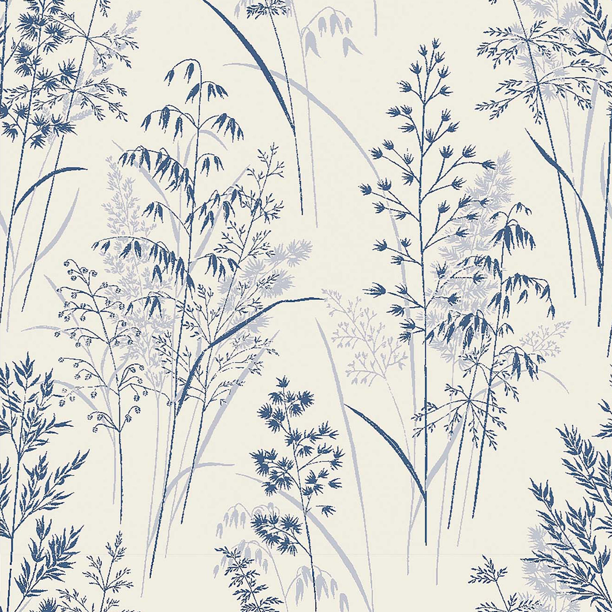 VLIESTAPETE Zarte Zweige Blaugrau - Blau, Papier/Kunststoff (52/1000cm) - next