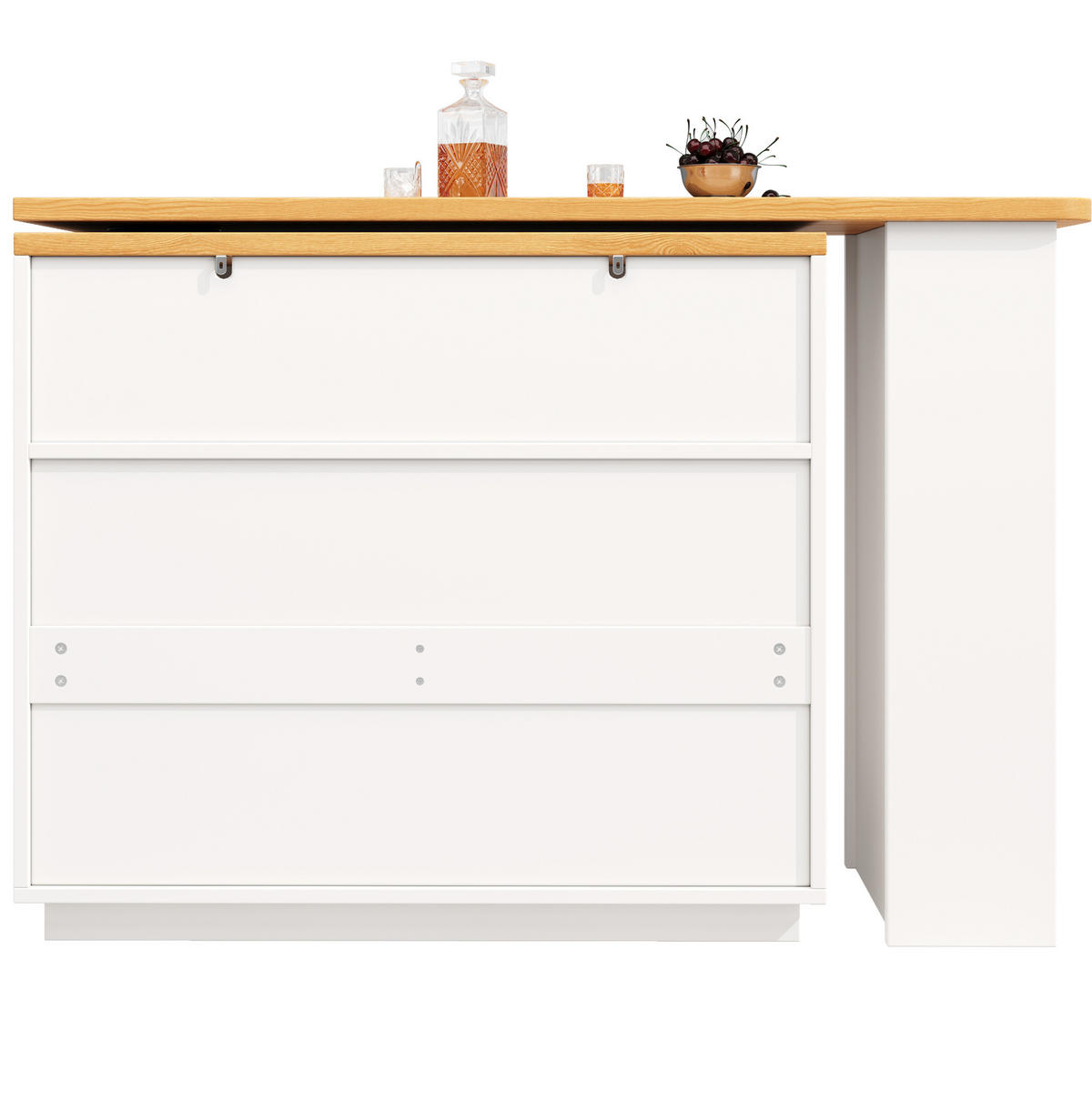 BARTISCH 137-203/39/90 cm in Weiß mit Stauraum und 360° Drehfunktion - Weiß, Holzwerkstoff (39/203/92cm) - BEAOK