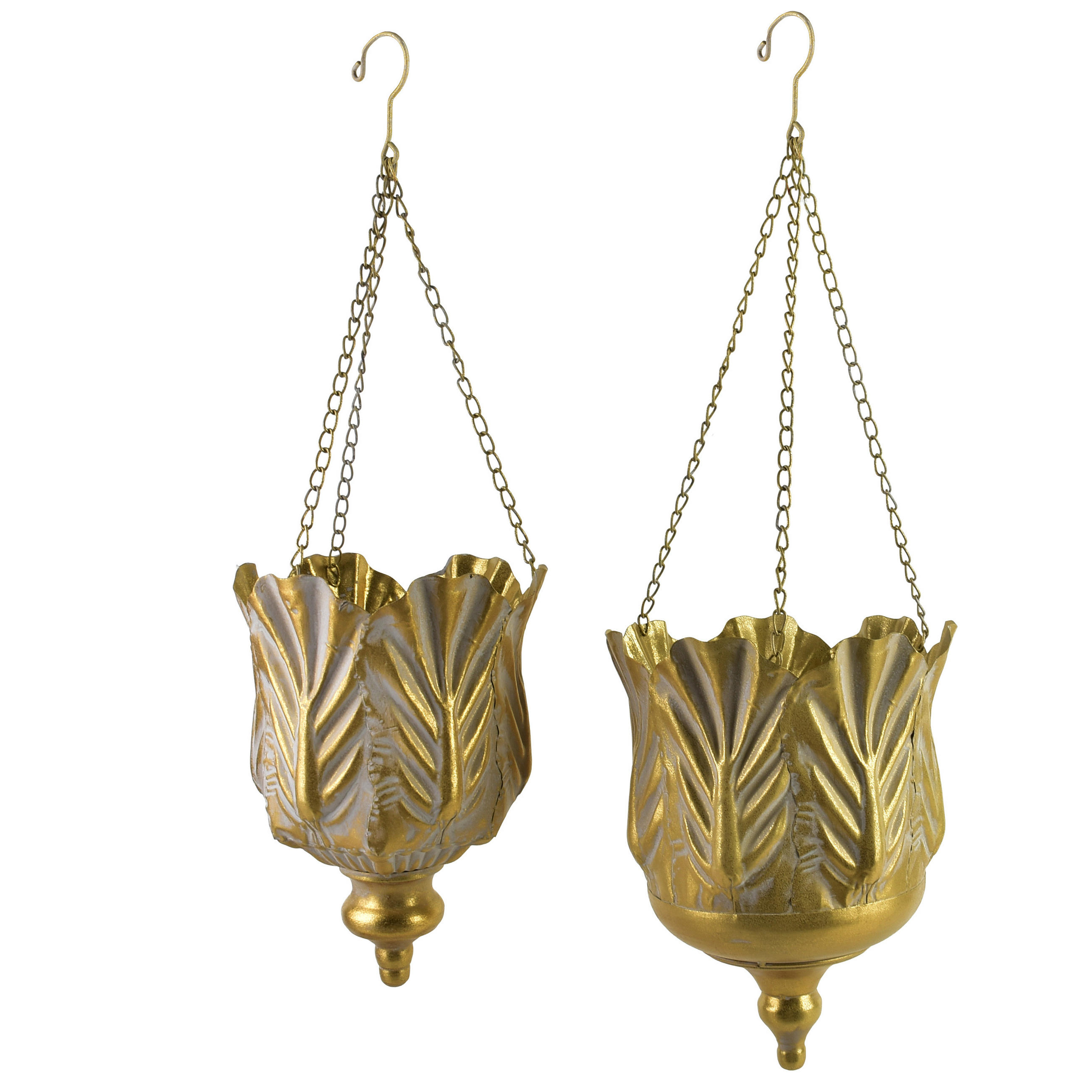 BLUMENTOPF Marina 2er Set Gold 23/23/32 cm Metall - Goldfarben, Metall (23/32/23cm) - Mondex