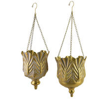 BLUMENTOPF Marina 2er Set Gold 23/23/32 cm Metall - Goldfarben, Metall (23/32/23cm) - Mondex