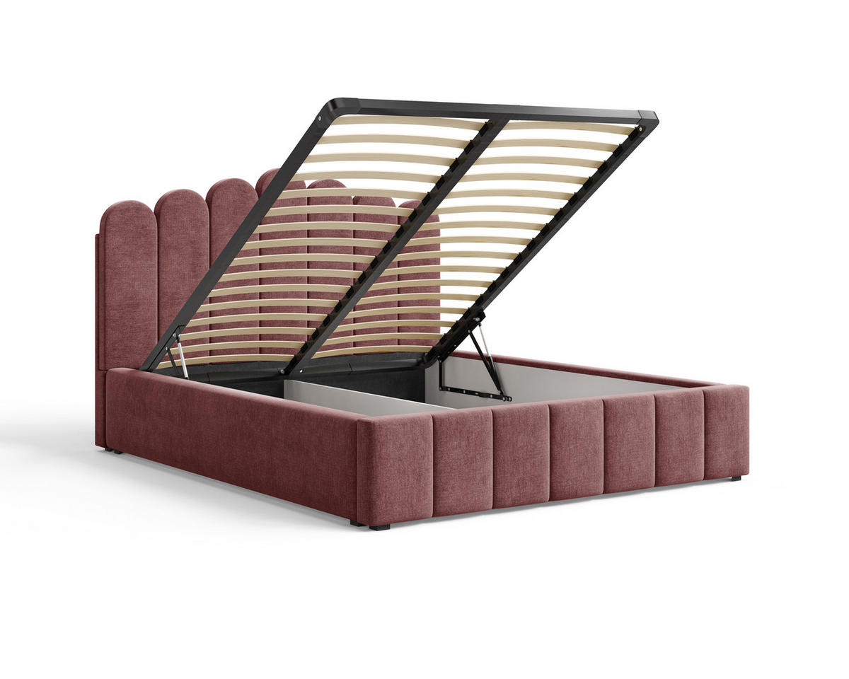 POLSTERBETT 03 140 x 200 cm – Tresor – Bett mit Gasdruckfedern und Stauraum - Rot, Holz (140/200cm) - ROYAL24_MARKT