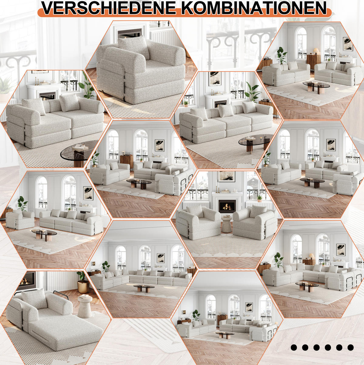 SCHLAFSOFA aus Chenille Khaki 2-in-1 mit Armlehnen-Ablagefach und flexibler Modulnutzung - Naturfarben, Textil (94/49.5/181.6cm) - Modfu