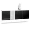 SIDEBOARD Cuba Türen in Schwarz Hochglanz - Schwarz Hochglanz, Holzwerkstoff (182/53/35cm) - Vladon