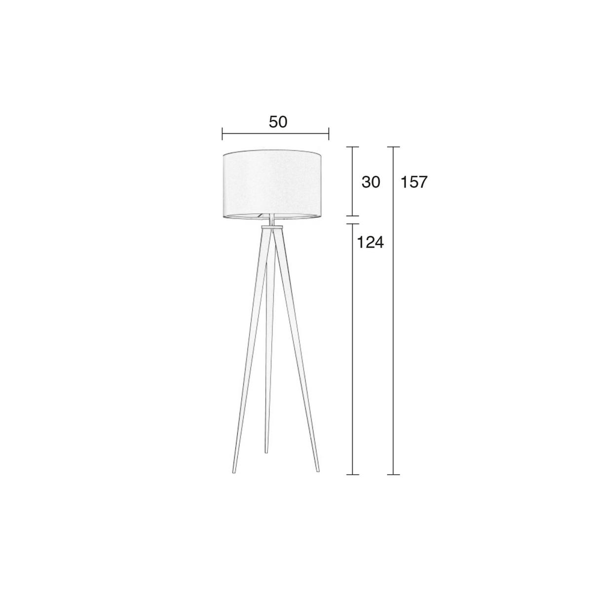 STEHLAMPE Tripod mit Stativ Schwarz/ Grau - Schwarz, Metall (50/50/157cm) - Zuiver