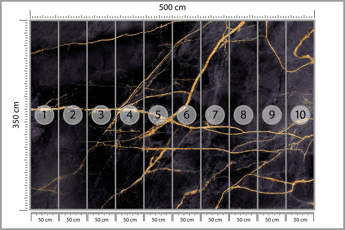 FOTOTAPETE Marmor Muster Abstraktion Glamour 500x350 - Beige/Schwarz, Papier (500/350cm) - Muralo
