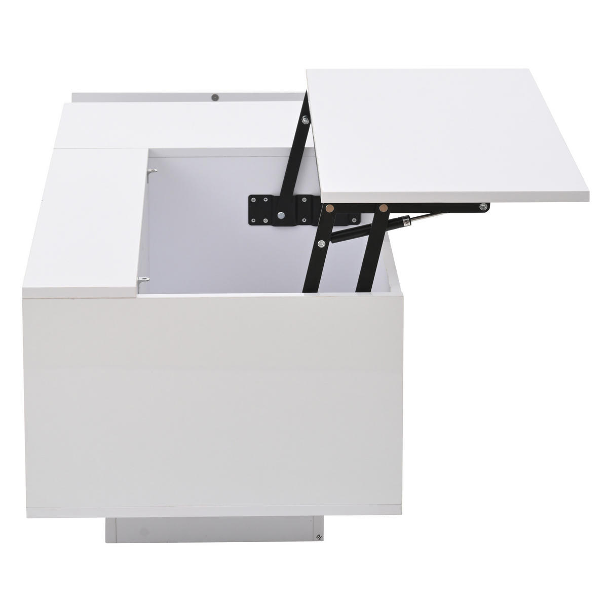 KLUB stolić 100/50/40 cm bijeli od iverice s podiznom pločom i LED rasvjetom - bijela, drvni materijal (100/50/40cm) - OKWISH