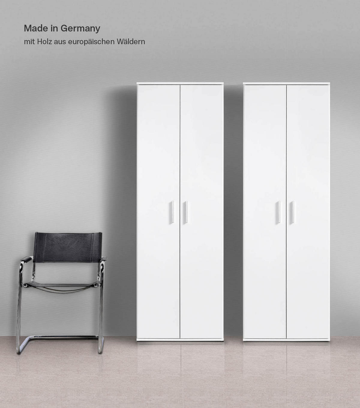 MEHRZWECKSCHRANK SET Der Allzweckwaffe - Silberfarben/Weiß, Holzwerkstoff (60/180/34cm) - Mokebo