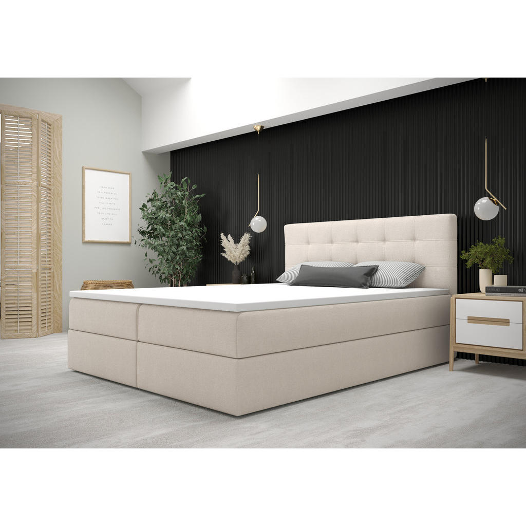 Thumbnail - Bedante Boxbett, Beige, Textil, Höhe ca. 19 cm, 140x200 cm, Oeko-Tex® Standard 100, Schlafzimmer, Betten, Boxspringbette...