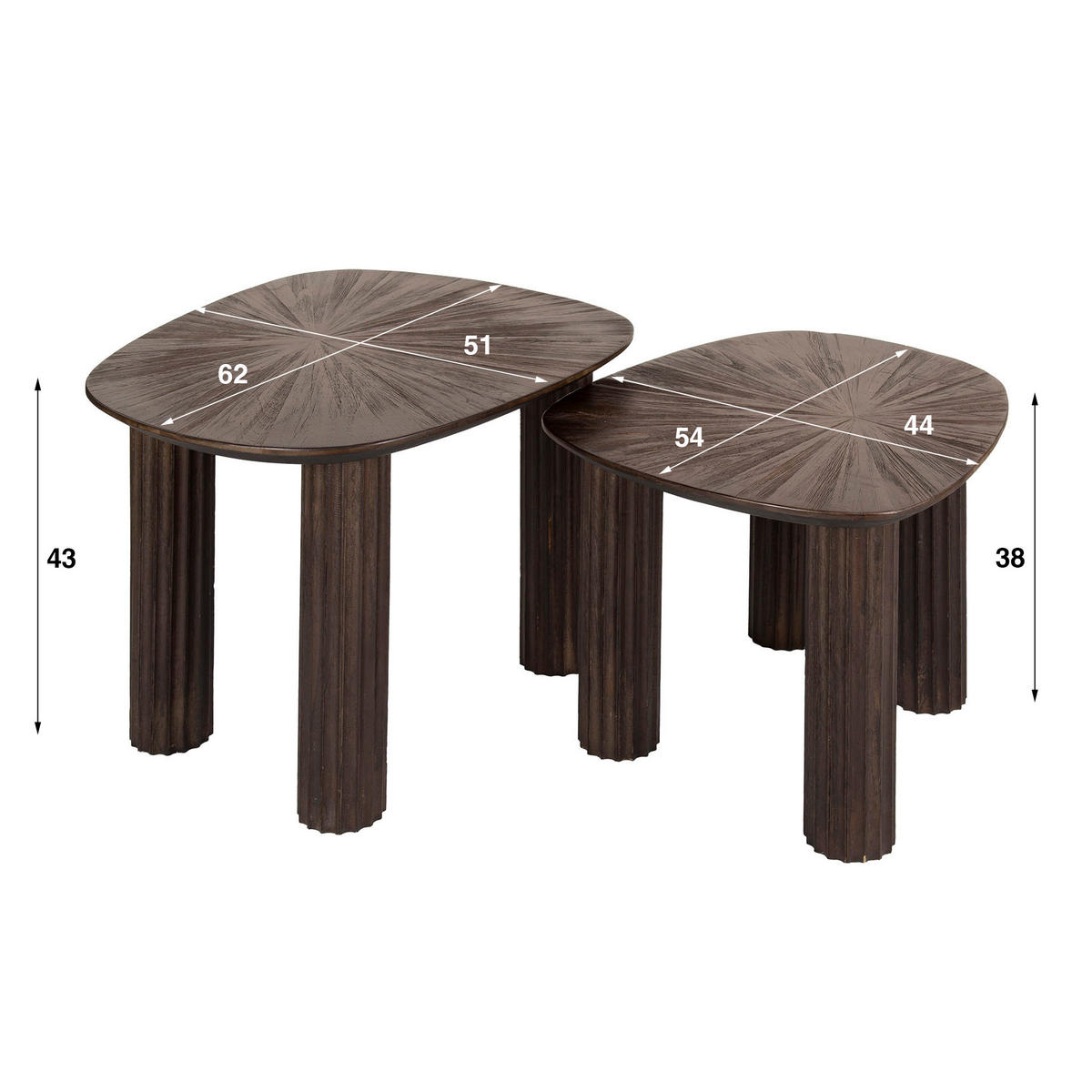COUCHTISCH Maya Braun 50/62/43 cm 2er-Set - Braun, Holz (50/62/43cm) - Hoyz Collection